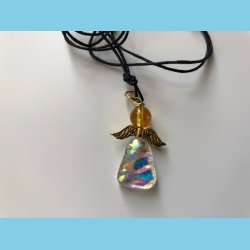 Engel Vedhng i glas med citrin perle i ldersnor