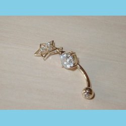 14 K Guld Bananstav med Stjerne Vedhng