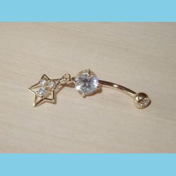 14 K Guld Bananstav med Stjerne Vedhng