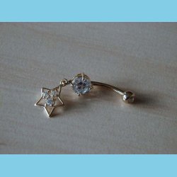 14 K Guld Bananstav med Stjerne Vedhng