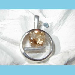 Slv vedhng Citrin med 24 K guldkrone