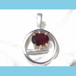 S�lv vedh�ng Granat med 24 K guldbelagt krone