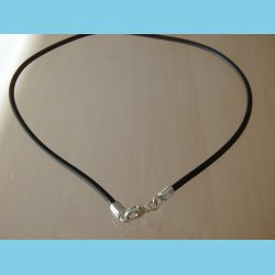 Gummi Halskde med slv 42 cm